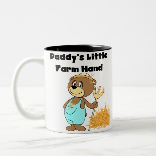 お父さんの小さい農場労働者のTシャツおよびギフト ツートーンマグカップ (左)