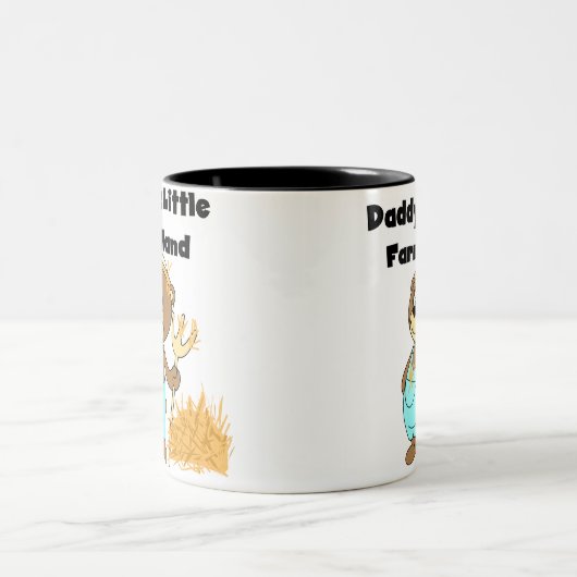 お父さんの小さい農場労働者のTシャツおよびギフト ツートーンマグカップ (中央)