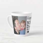 お父さんの日おめでとうございます新しいお父さんベビー2写真 カフェラテマグ (左アングル)