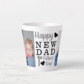 お父さんの日おめでとうございます新しいお父さんベビー2写真 カフェラテマグ (正面)