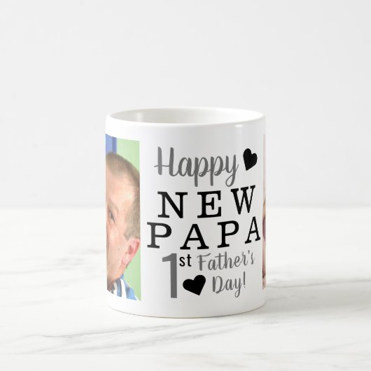 お父さんの日おめでとうございます新しいパパの写真   コーヒーマグカップ (中央)
