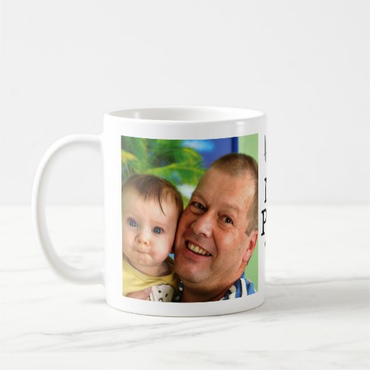 お父さんの日おめでとうございます新しいパパの写真   コーヒーマグカップ (左)
