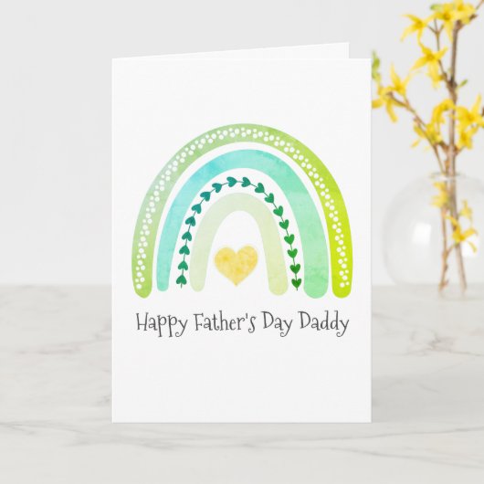 お父さんの日おめでとうパパ 水彩虹ハート カード (黄色い花)