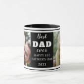 お父さんの日おめでとう最高の,パパ2枚の写真黒 マグカップ (中央)