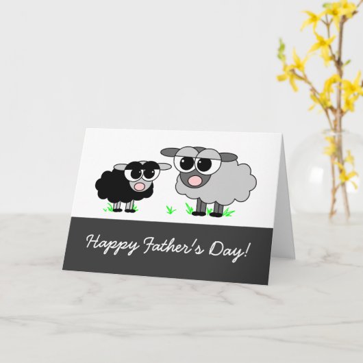 お父さんの日おめでとう！お前の小さな黒い羊から カード (黄色い花)