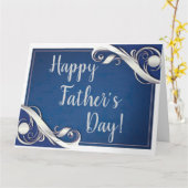 お父さんの日おめでとう ブルー・ホワイト カード (黄色い花)