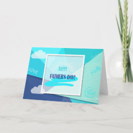 お父さんの日おめでとう！モダンな青い色 カード