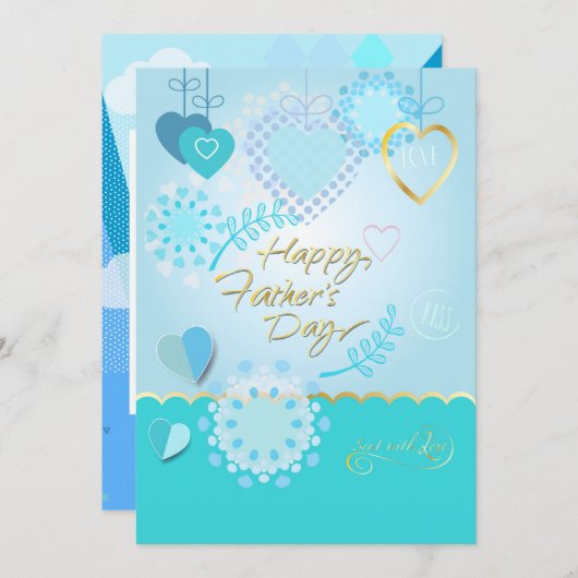 お父さんの日おめでとう!モダンな青い色 シーズンカード (正面/裏面)