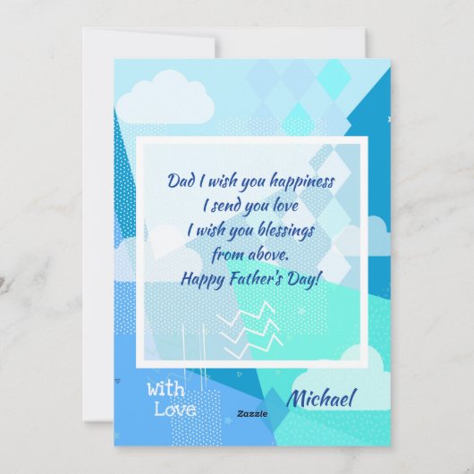 お父さんの日おめでとう!モダンな青い色 シーズンカード (裏面)