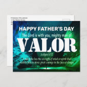 お父さんの日おめでとう 勇気ある強い男よ、士師記6:12 ポストカード (正面/裏面)