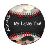 お父さんの日おめでとう！最高のパパ。今まで。フォトブラック 野球ボール (裏面)