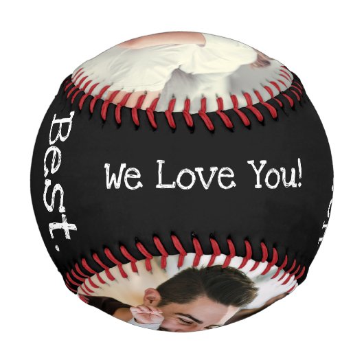 お父さんの日おめでとう！最高のパパ。今まで。フォトブラック 野球ボール (裏面)