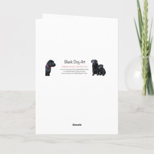 お父さんの日おめでとう。黒いラブラドールのかわいい子犬 カード (裏面)