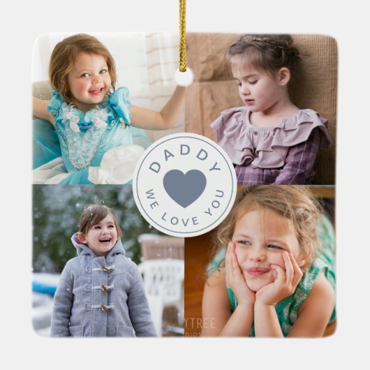 お父さんの日かわいいパパ愛する写真 セラミックオーナメント (裏面)