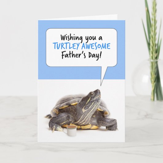 お父さんの日が幸せでカメとコーヒーのユーモア|過去記事 シーズンカード (正面)