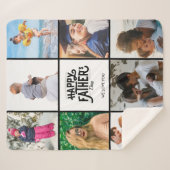 お父さんの日に家族の写真 シェルパブランケット (正面(横))