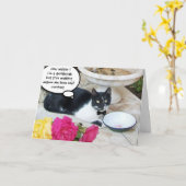 お父さんの日の穏やかな猫 カード (黄色い花)