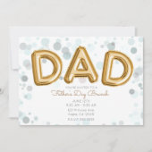 お父さんの日の金風船付き現代的なグレーの朝食パーティー 招待状 (正面)