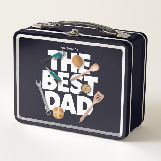 お父さんの日を自分らしく過ごす |最高のパパ – 暗 メタルランチボックス (正面)