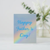 お父さんの日カラフルな虹の青い空の写真 ポストカード (スタンド正面)