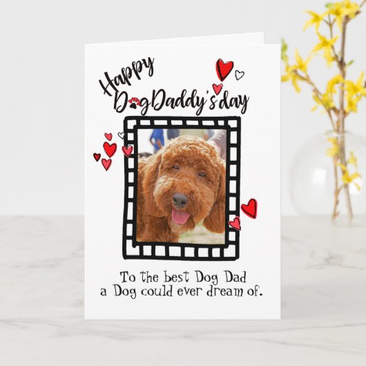 お父さんの日、あなたの犬の写真から カード (黄色い花)