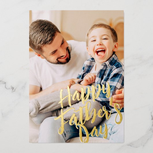 お父さんの日 シンプル モダン オーダーメイド フォト 箔シーズンカード (正面)