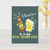 お父さんの日　ダジャレ　パパ　乾杯　ビール好きなパパ カード (黄色い花)