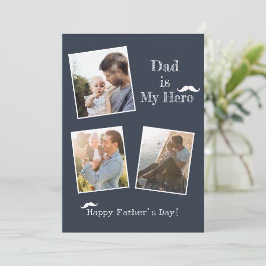お父さんの日 3枚の写真 ホリデー カード (スタンド正面)