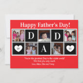 お父さんの日 5枚の写真 赤いフラットグリーティングカード カード (正面)