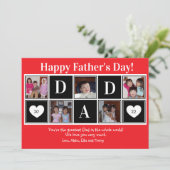 お父さんの日 5枚の写真 赤いフラットグリーティングカード カード (スタンド正面)