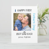 お父さんの最初の父の日 タイポグラフィー写真グリーティング シーズンカード (スタンド正面)