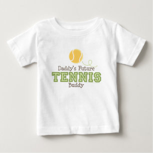 お父さんの未来のテニスの相棒のベビーのTシャツ ベビーTシャツ