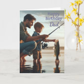 お父さんの誕生日 フィッシング グリーティング カード (黄色い花)