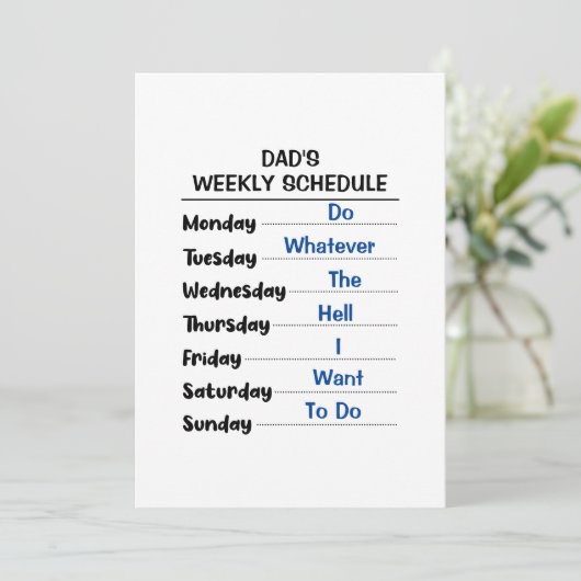 お父さんの退職祝いウィークリー スケジュール シーズンカード (スタンド正面)