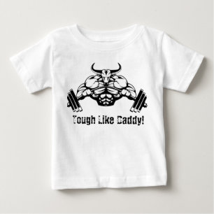 お父さんの重量挙げのベビーのワイシャツのように堅い ベビーTシャツ