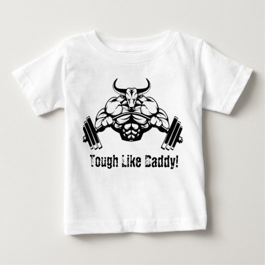 お父さんの重量挙げのベビーのワイシャツのように堅い ベビーTシャツ (正面)