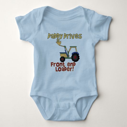 お父さんは積込み機のTシャツおよびギフトを運転します ベビーボディスーツ (正面)