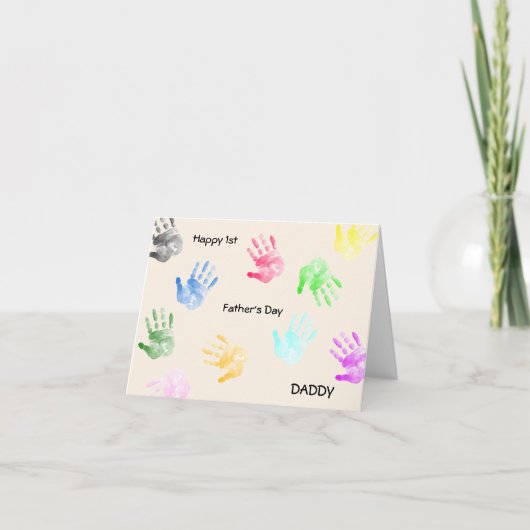 お父さんへの初めての父の日 Daddy キッズ手形 カード (正面)