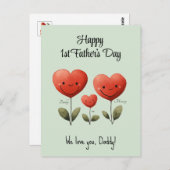 お父さんへの最初の父の日のお祝いカード、ベイビー＆マミーカード、カスタム ポストカード (正面/裏面)