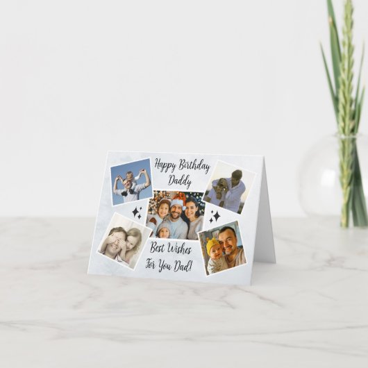 お父さんへの特別な父の日ギフト 5枚の写真を飾ったおしゃれなコラージュ シーズンカード (正面)