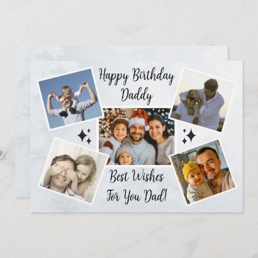 お父さんへの特別な父の日ギフト 5枚の写真を飾ったスタイリッシュなデザイン シーズンカード (正面/裏面)