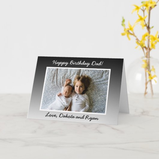 お父さんへの誕生日カード-お子さんの写真をカスタマイズエリアに追加 カード (黄色い花)