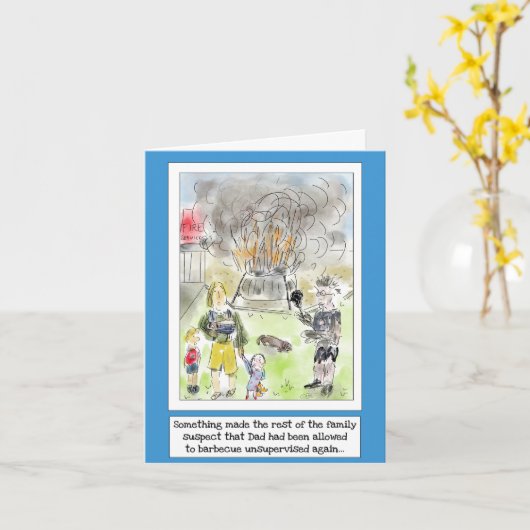お父さんへ ユーモアたっぷり! BBQクッキングの楽しいカード カード (黄色い花)