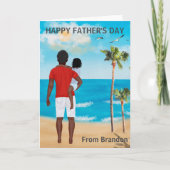 お父さんへ、子供より ブラウンの黒髪の子からお父さんの日のお祝い カード (正面)