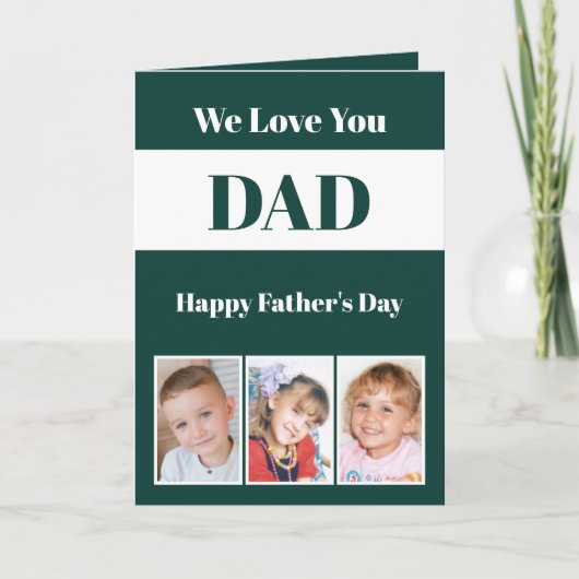 お父さんへ 父の日の緑と白の写真 カード (正面)