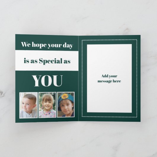 お父さんへ 父の日の緑と白の写真 カード (内部)