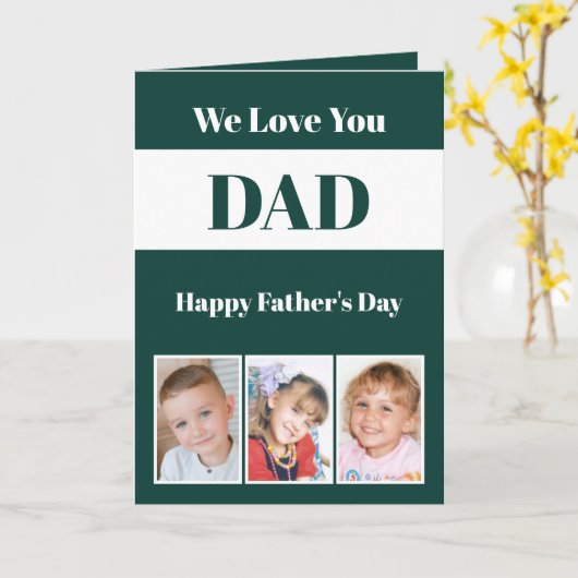 お父さんへ 父の日の緑と白の写真 カード (黄色い花)