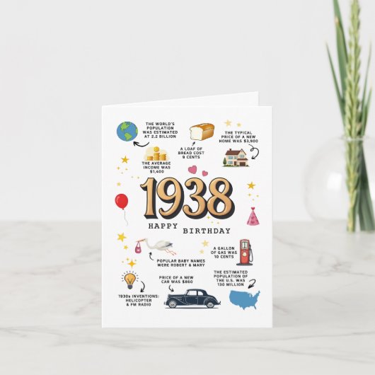 お父さんまたはお母さんへの1938年誕生日カード カード (正面)