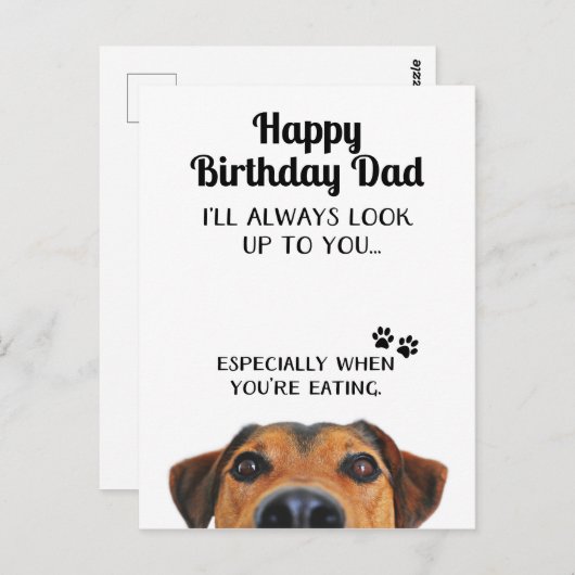 お父さんを見上げて 笑顔の誕生日 ポストカード (正面/裏面)