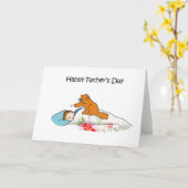 お父さんデーかわいいジンジャー猫と男 カード (黄色い花)